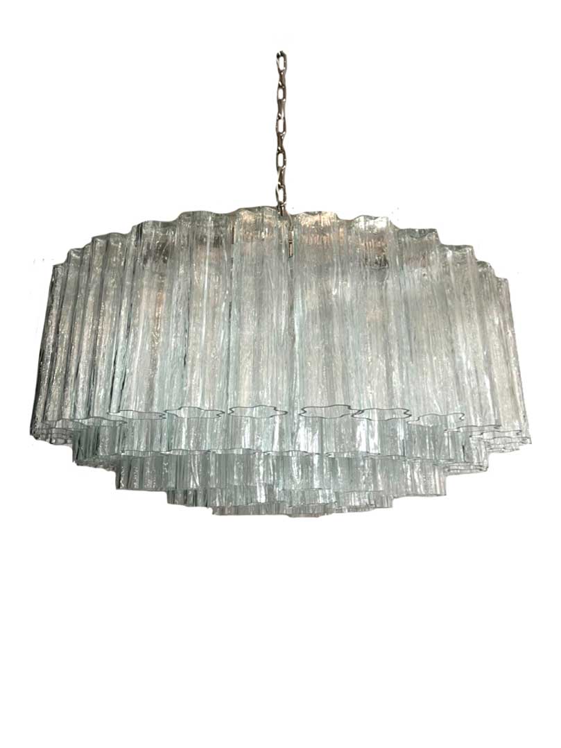 Murano takkrona Tubular Ø82 - 101 klara glas