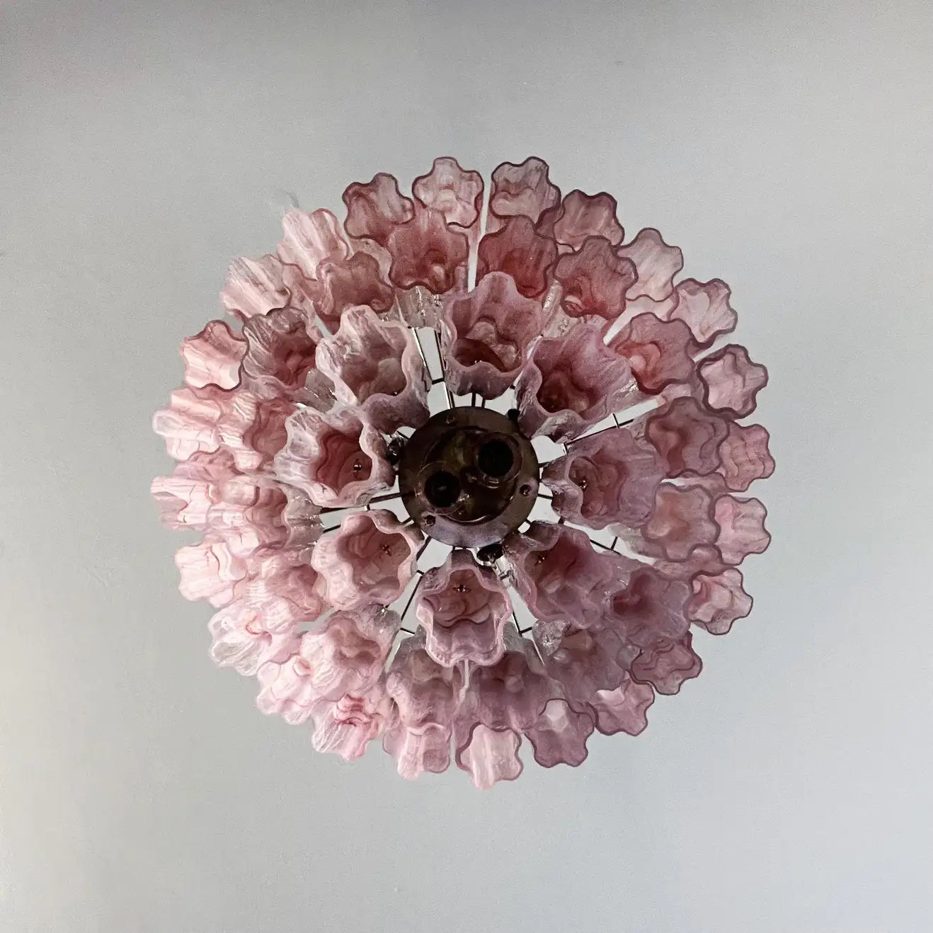 Murano takkrona Tubular Ø66 - 48 marmorerade rosa glas