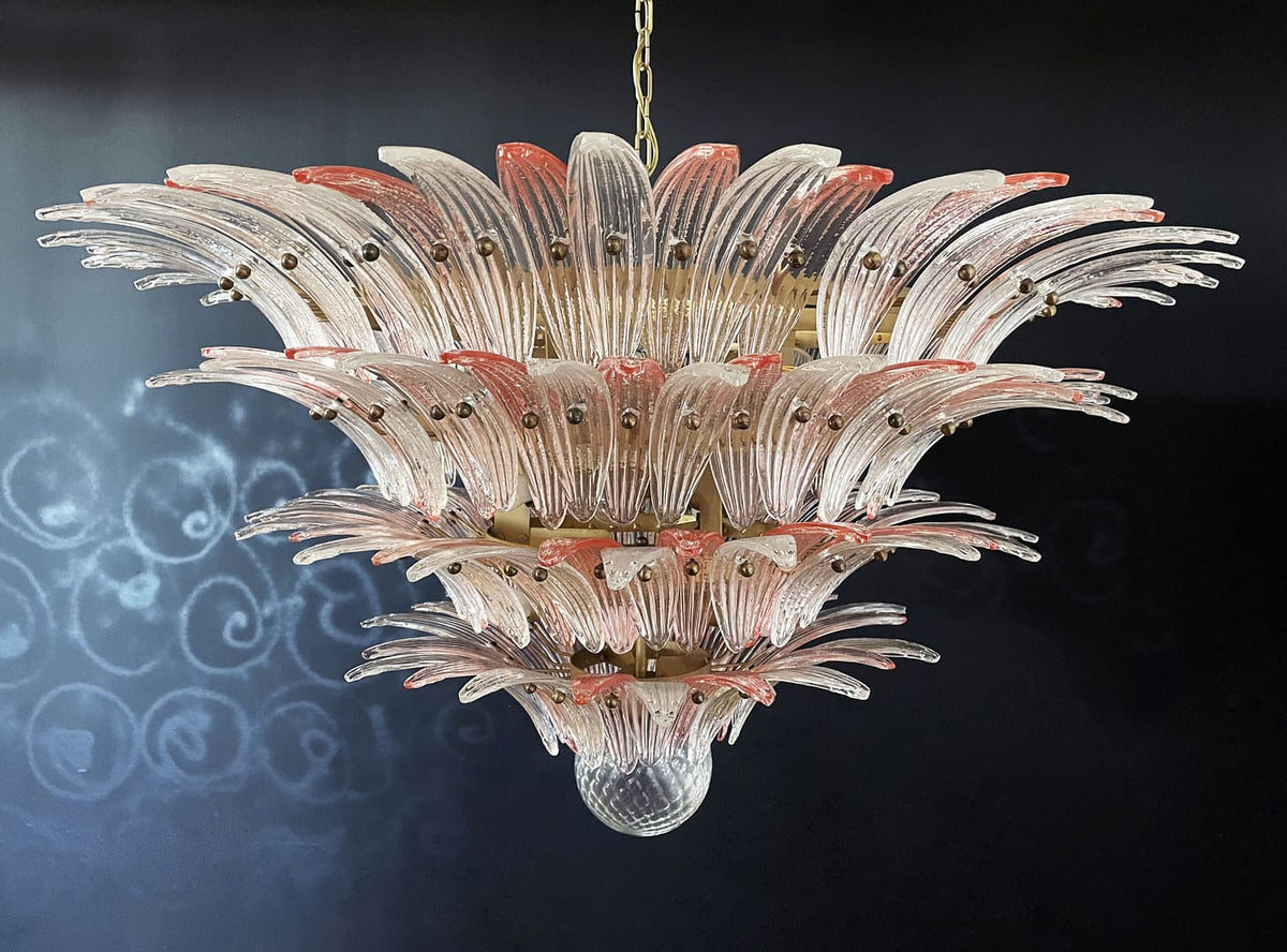 Murano takkrona Gatsby Ø115 - 163 rosa & klara glas