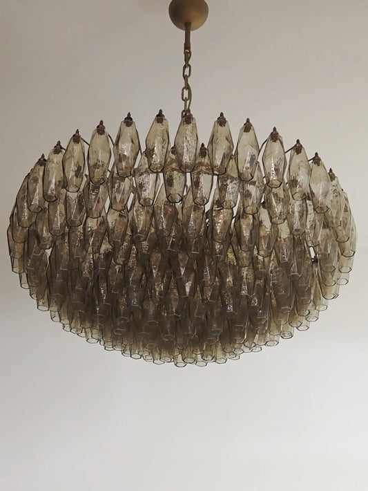 Murano takkrona Poliedri Ø90 - 185 rökfärgade glas