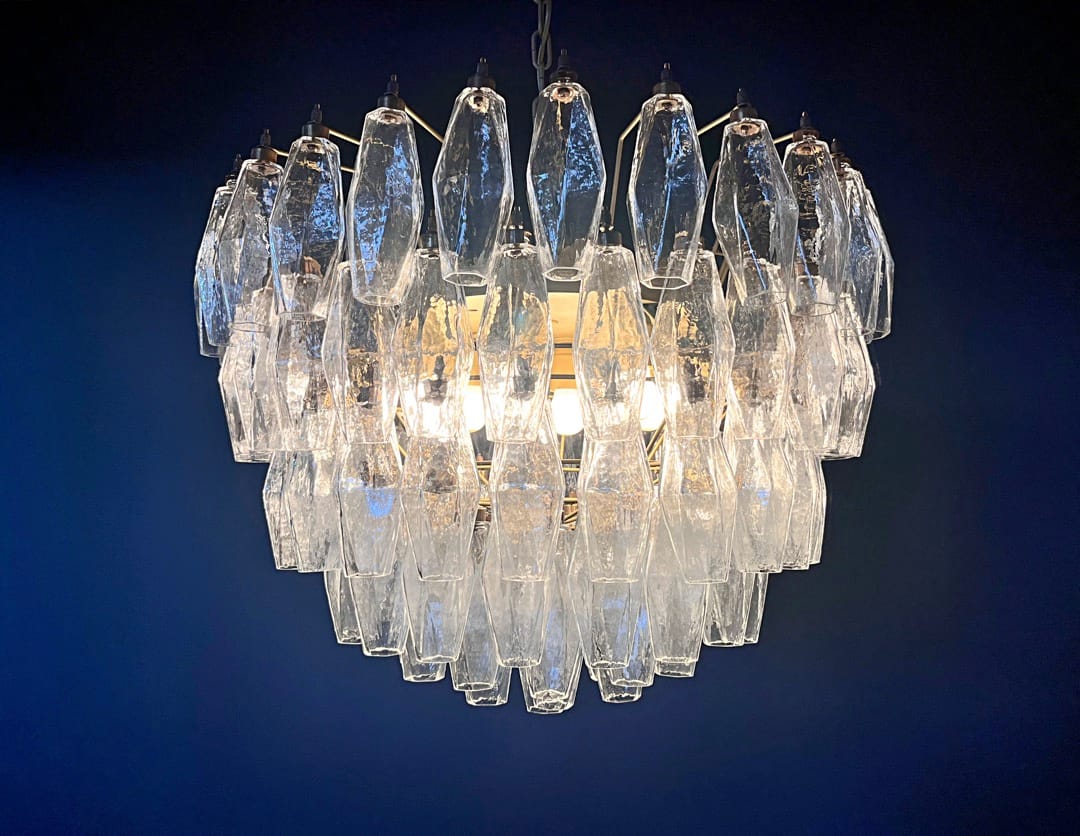 Murano takkrona Poliedri Ø68 - 111 klara glas