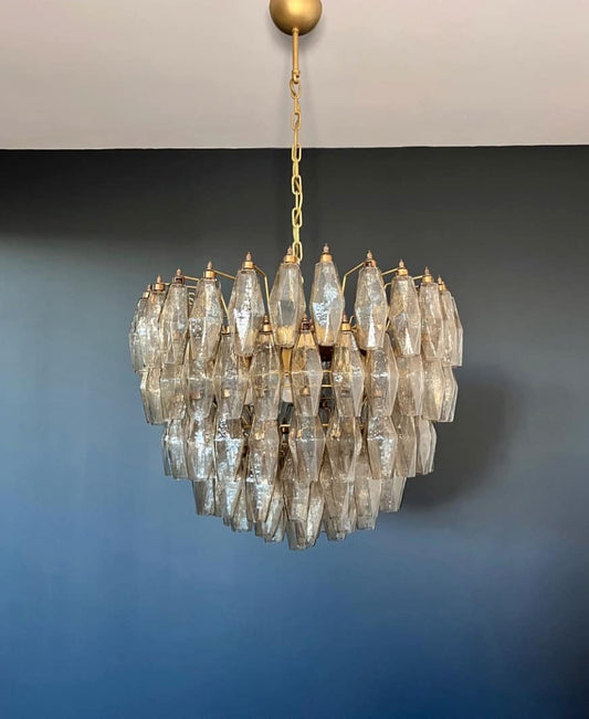 Murano takkrona Poliedri Ø68 - 111 rökfärgade glas