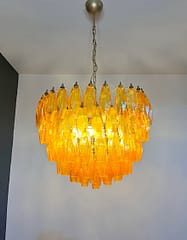 Murano takkrona Poliedri Ø68 - 111 bärnstensfärgade glas