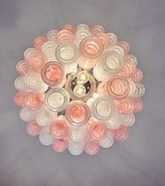 Murano takkrona Tubular Ø65 - 48 glas - Pink & White Alabaster