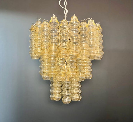 Murano takkrona Tubular Ø65 - 48 glas - Clear Amber