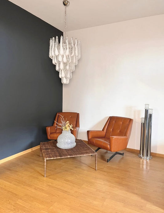 Murano takkrona Drop Ø66 - 52 glas - Milky White