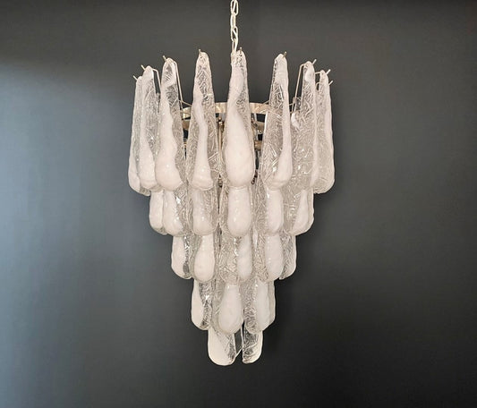 Murano takkrona Drop Ø66 - 52 glas - Milky White