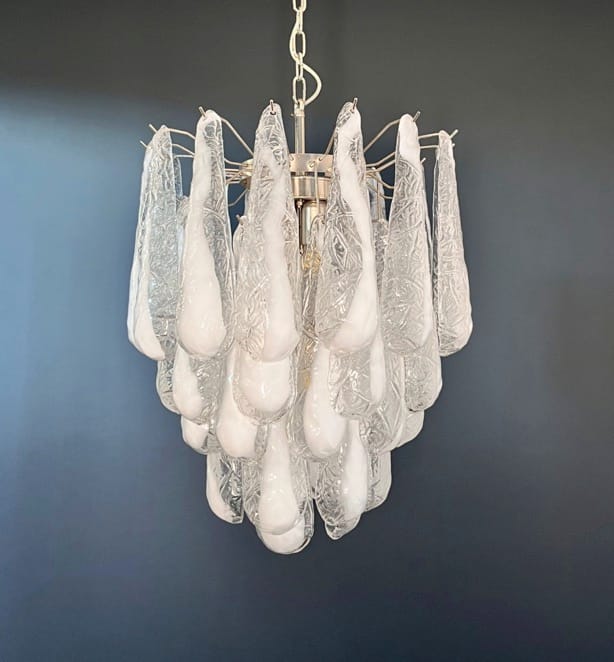 Murano takkrona Petali Ø54 - 41 glas - Milky White