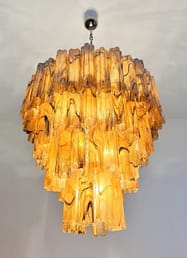 Murano takkrona Tubular Ø85 - 80 glas - Amber Black