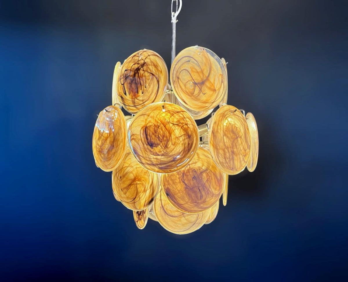 Murano takkrona Disc Ø45 - 24 glas - Amber Black