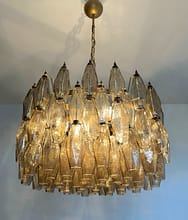 Murano takkrona Poliedri Ø60 - 107 rökfärgade glas