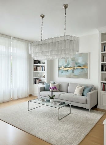 Murano takkrona Tubular 135 × 50 - 114 klara glas