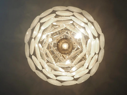 Murano ljuskrona Iris Ø75 – 87 glas - Milky White
