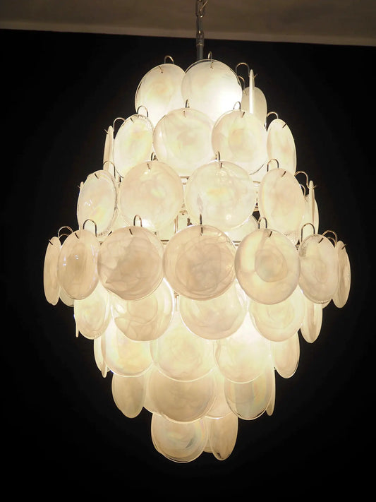 Murano ljuskrona Iris Alabaster Ø75 – 87 vita alabasterglas