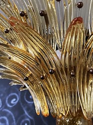 Murano takkrona Gatsby Ø87 - 58 glas - Bärnsten
