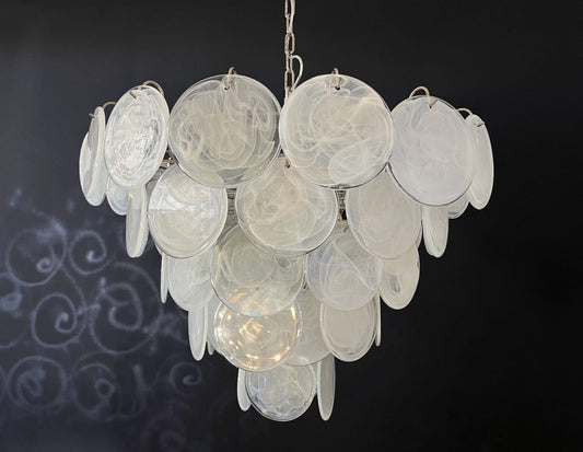 Murano takkrona Iris Ø70 - 57 glas - Milky White