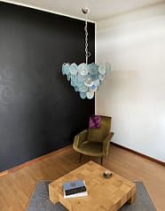 Murano takkrona Disc Ø70 - 57 glas - Blue Alabaster