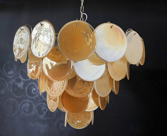 Murano takkrona Iris Ø70 - 57 glas - Honey Pearl