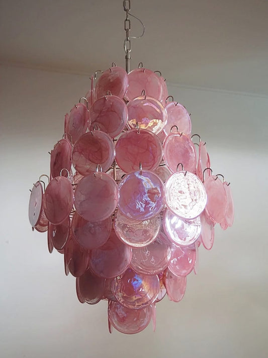 Murano takkrona Iris Ø75 - 87 glas - Pink Alabaster
