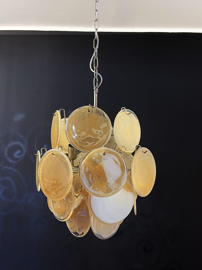 Murano takkrona Disc Ø45 - 24 glas - Honey Pearl