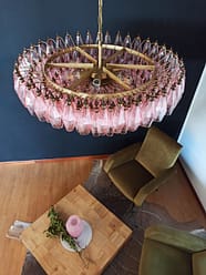 Murano takkrona Poliedri Ø90 - 185 glas - Rosa