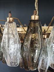 Murano takkrona Poliedri Ø90 - 185 glas - Klart & rökfärgat