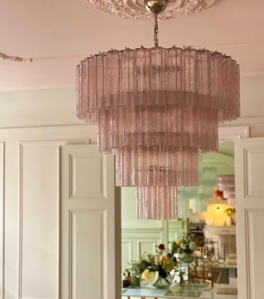 Murano takkrona Tubular Ø85 - 78 rosa glas
