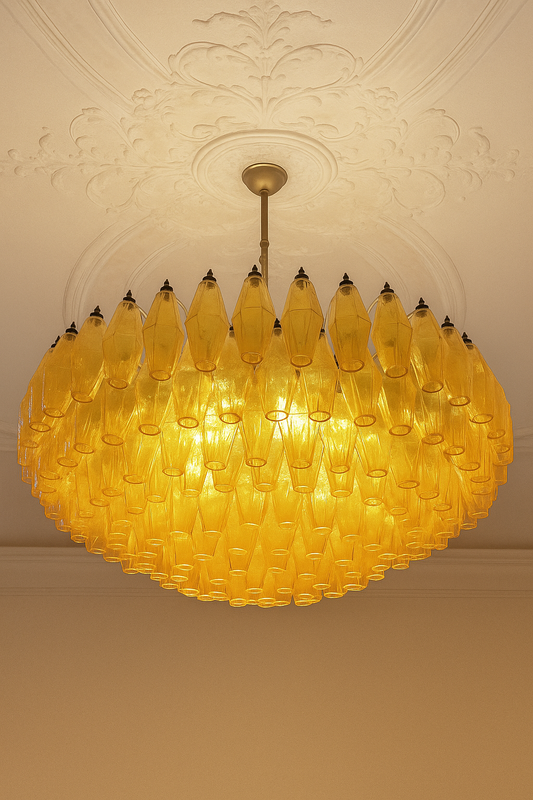 Murano takkrona Poliedri Ø90 - 185 glas Honey