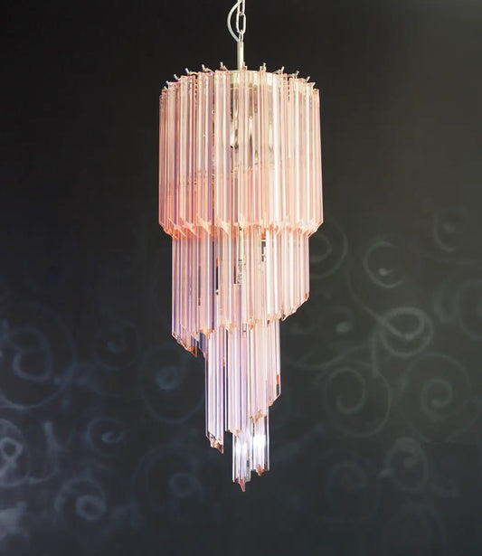 Murano takkrona Quadriedri Spiral Ø32 - 54 rosa glas