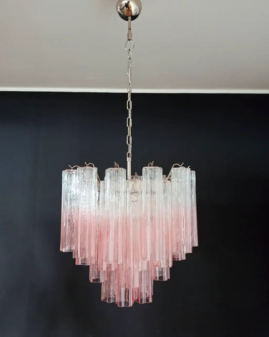 Murano takkrona Tubular Ø58 - 36 rosa ombre glas