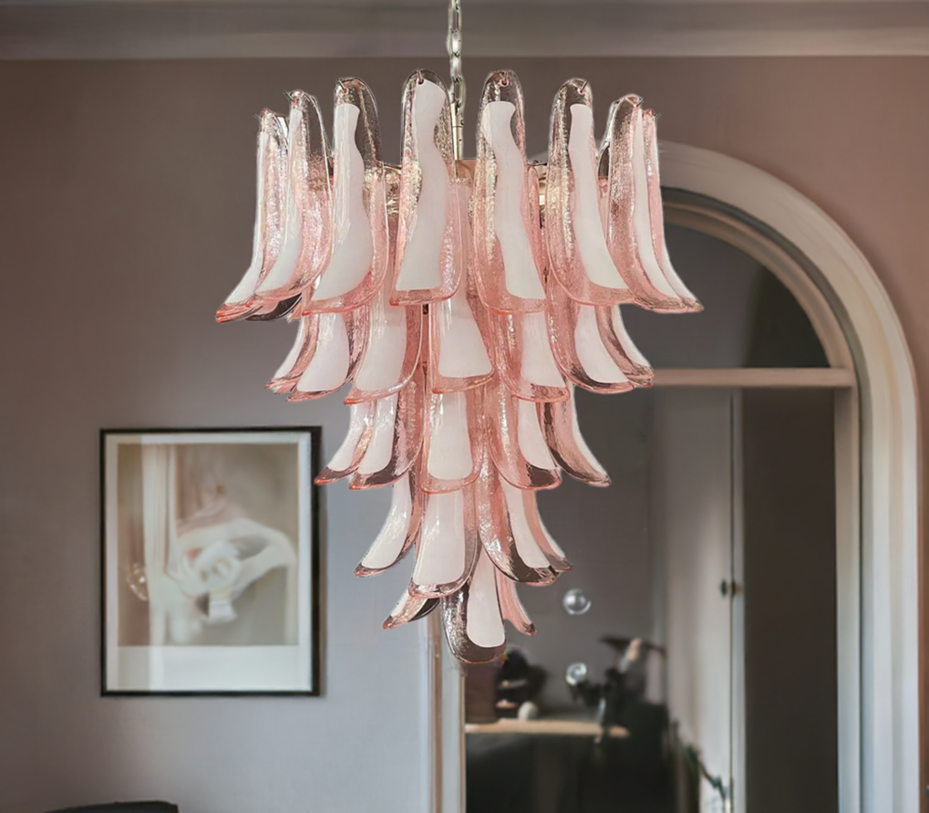 Murano takkrona Mazzega Ø66 - 52 rosa glas