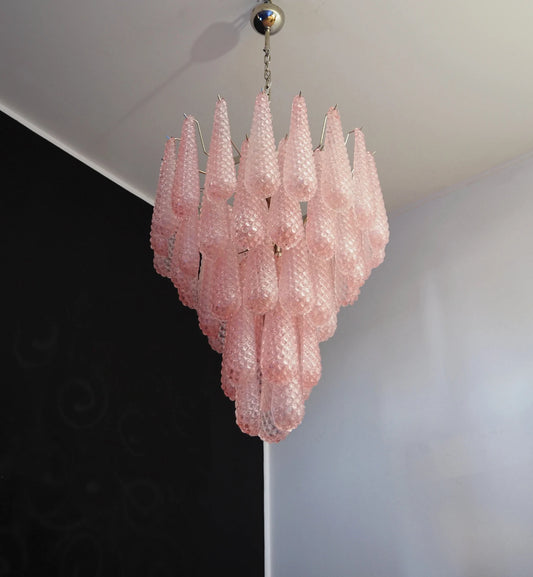 Murano takkrona Drop Ø75 - 75 rosa glas
