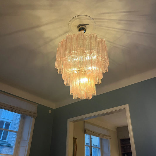 Murano takkrona Tubular Ø66 - 48 rosa glas