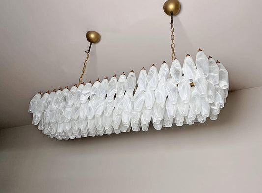 Murano takkrona Poliedri XXL - 138 Milky Swirl glas - Carlo Scarpa