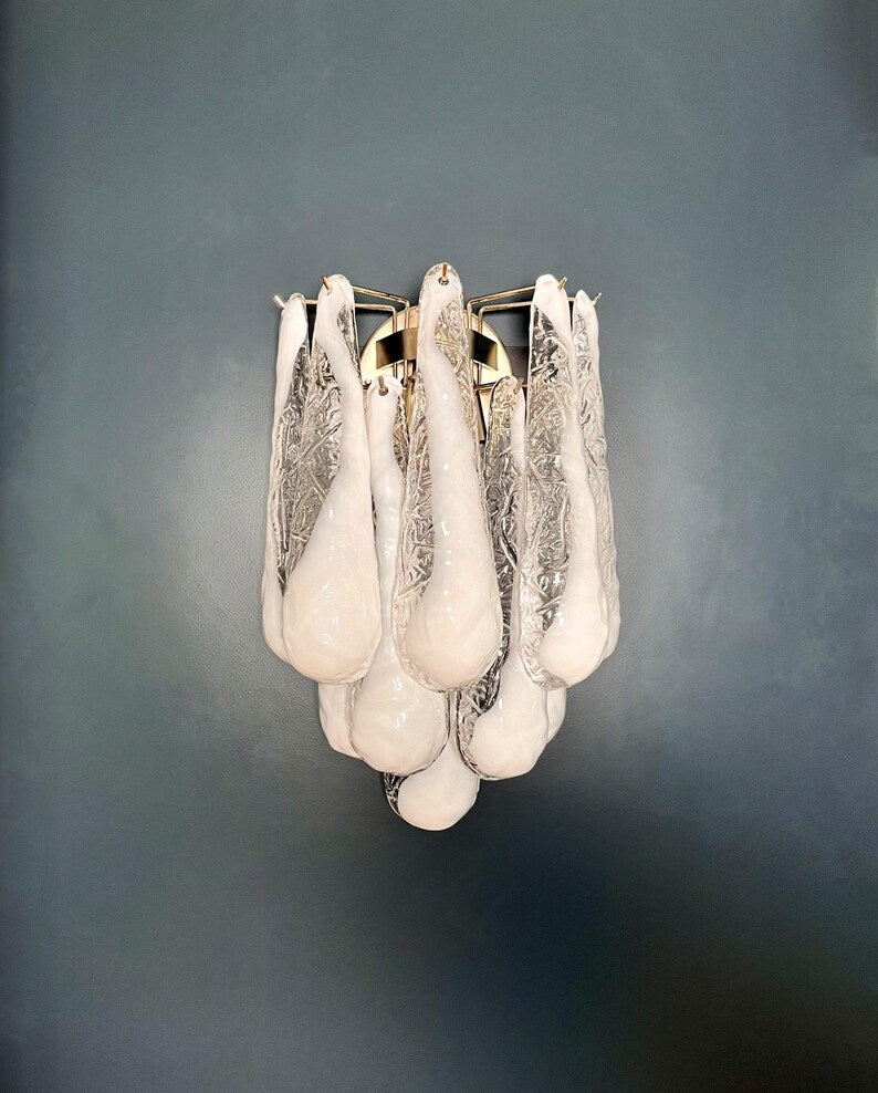 Murano vägglampa Drop Caletta - Milky White