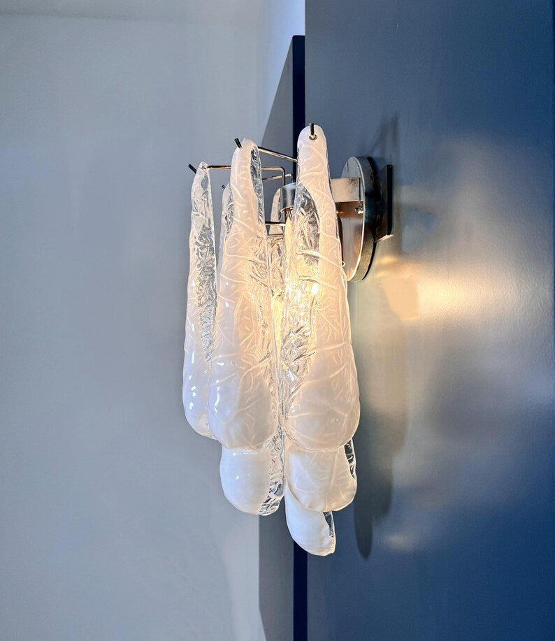 Murano vägglampa Drop Caletta - Milky White