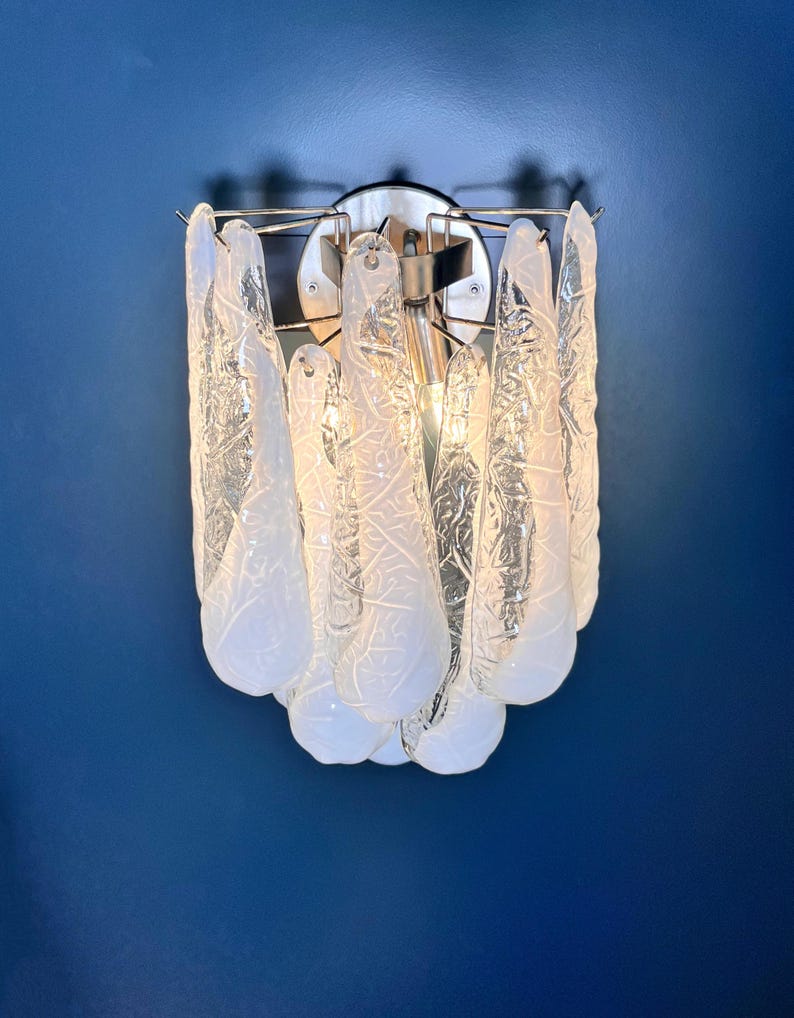 Murano vägglampa Drop Caletta - Milky White