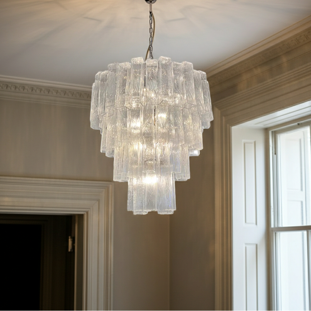 Murano takkrona Corteccia Ø85 – 80 klara glas