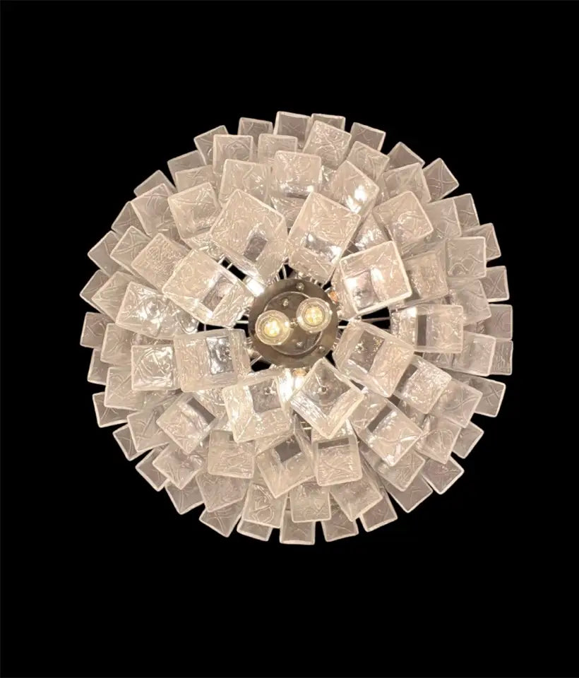 Murano takkrona Corteccia Ø85 – 80 klara glas