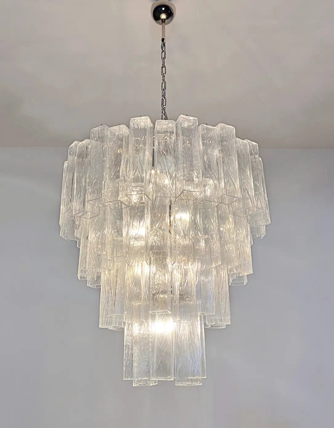 Murano takkrona Corteccia Ø85 – 80 klara glas