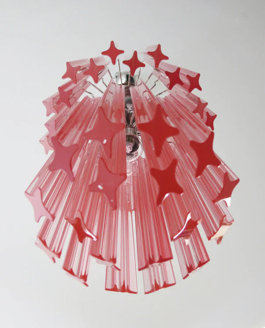 Murano takkrona Quadriedri Ø32 - 46 rosa glas