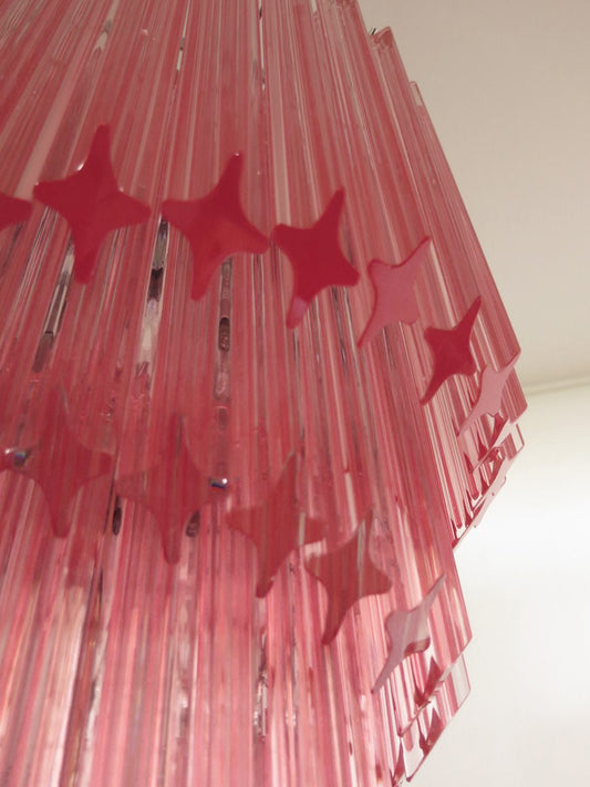 Murano takkrona Quadriedri Spiral Ø40 - 86 rosa glas
