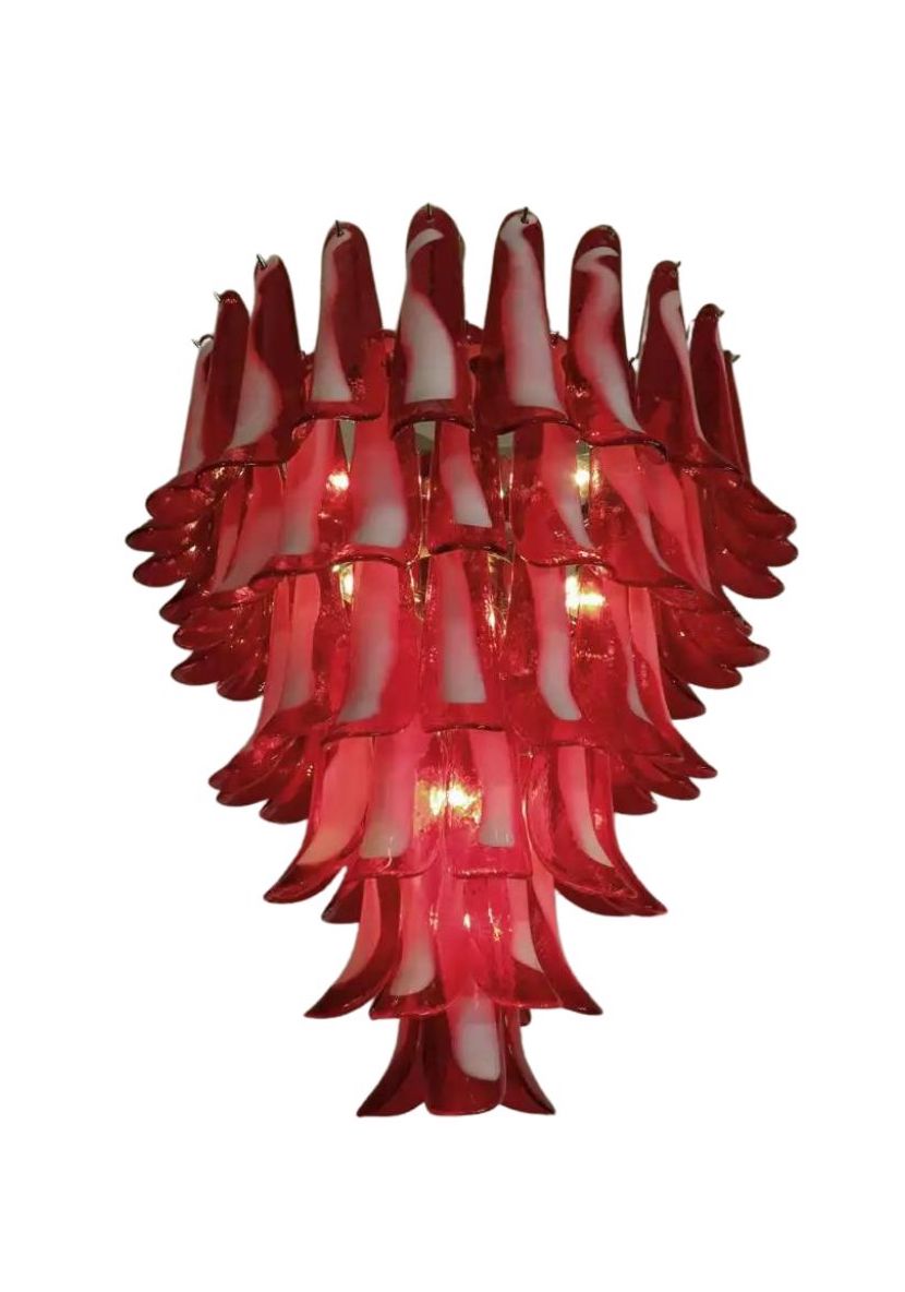 Murano takkrona Mazzega Ø80 - 75 röda glas