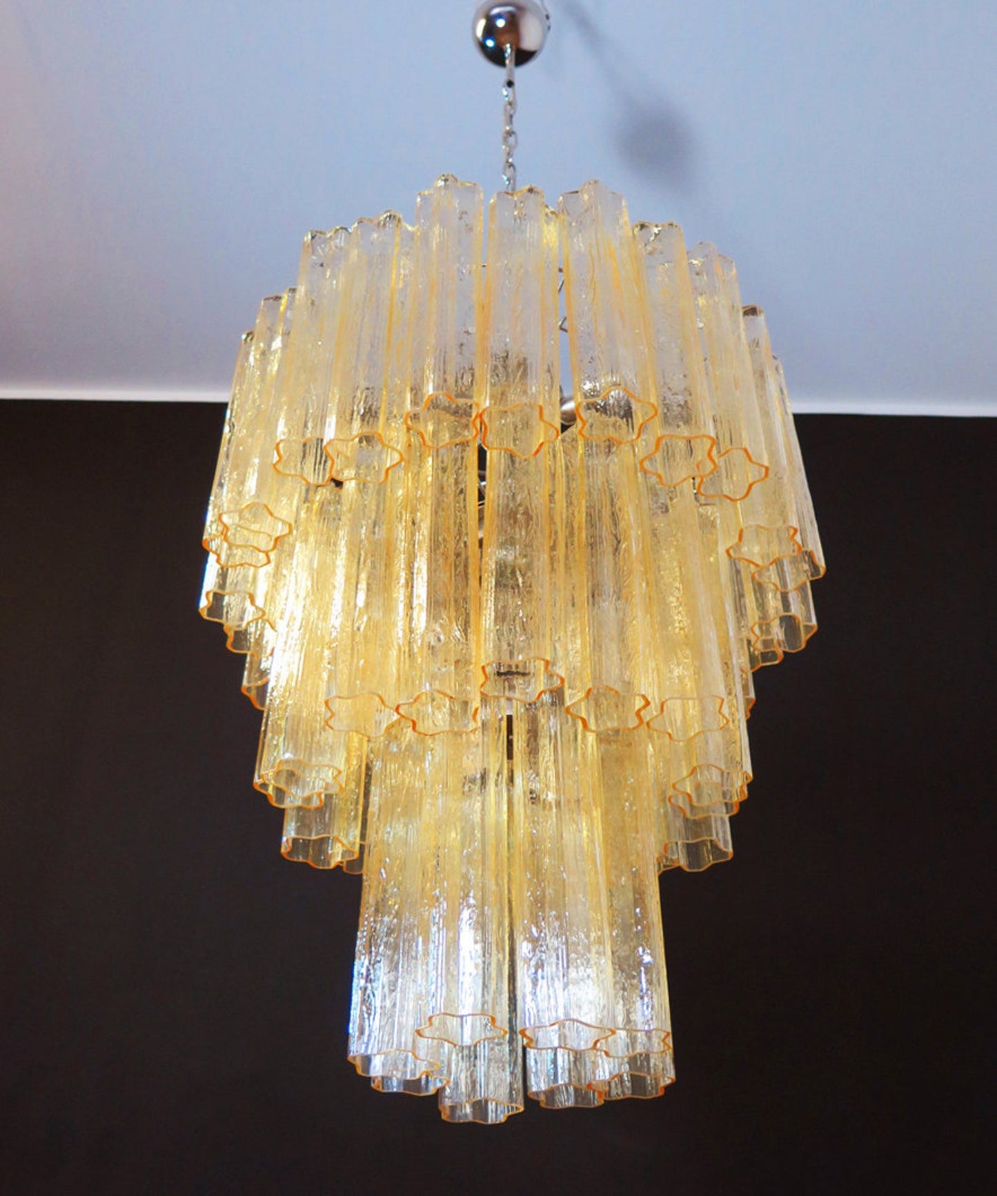 Murano takkrona Tubular Ø66 - 48 honungsfärgade glas