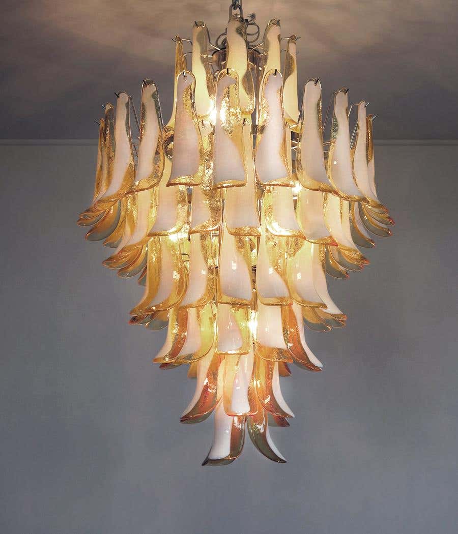 Murano takkrona Mazzega Ø80 - 85 bärnstensfärgade glas