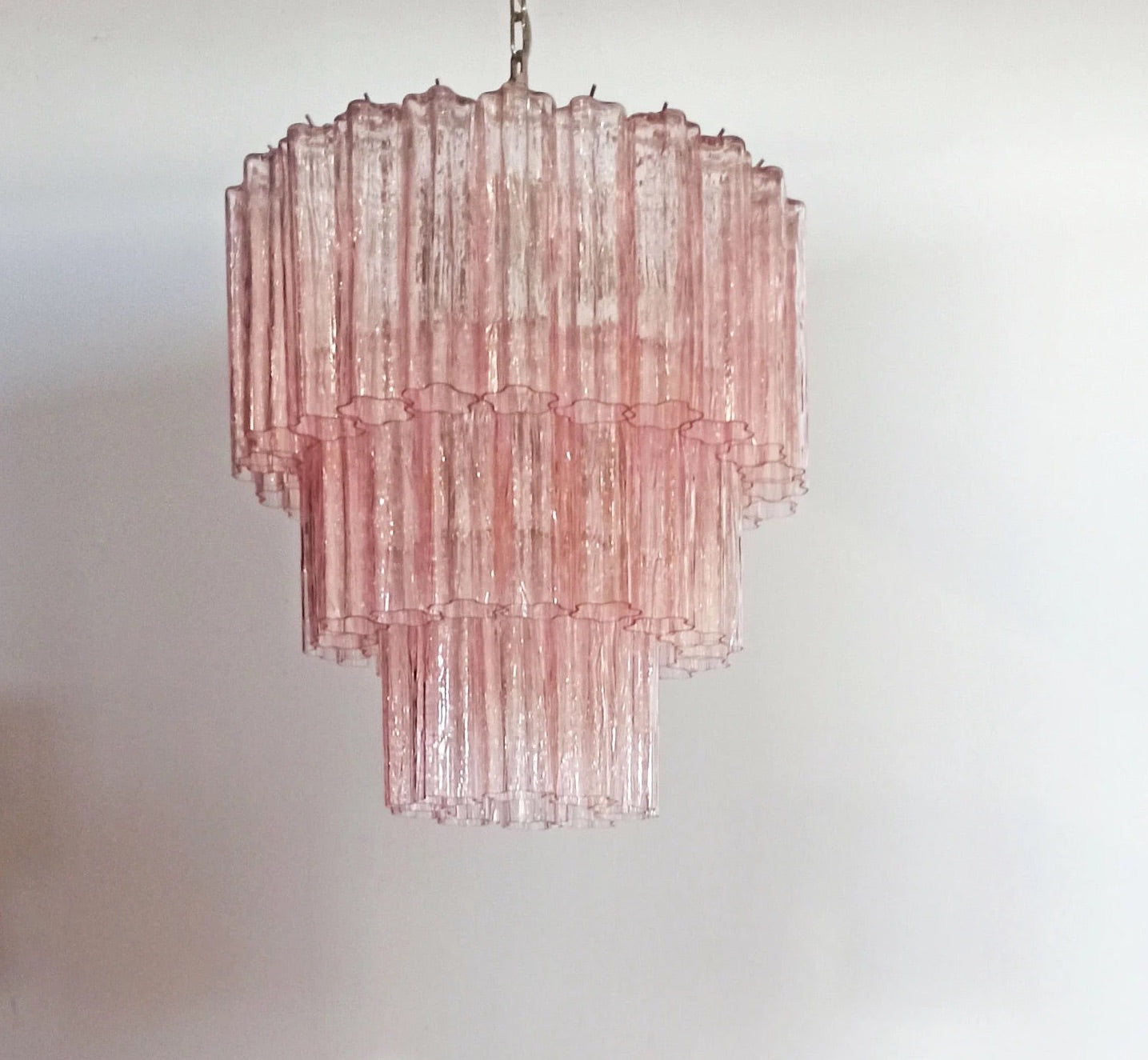 Murano takkrona Tubular Ø60 - 52 glas Rosa