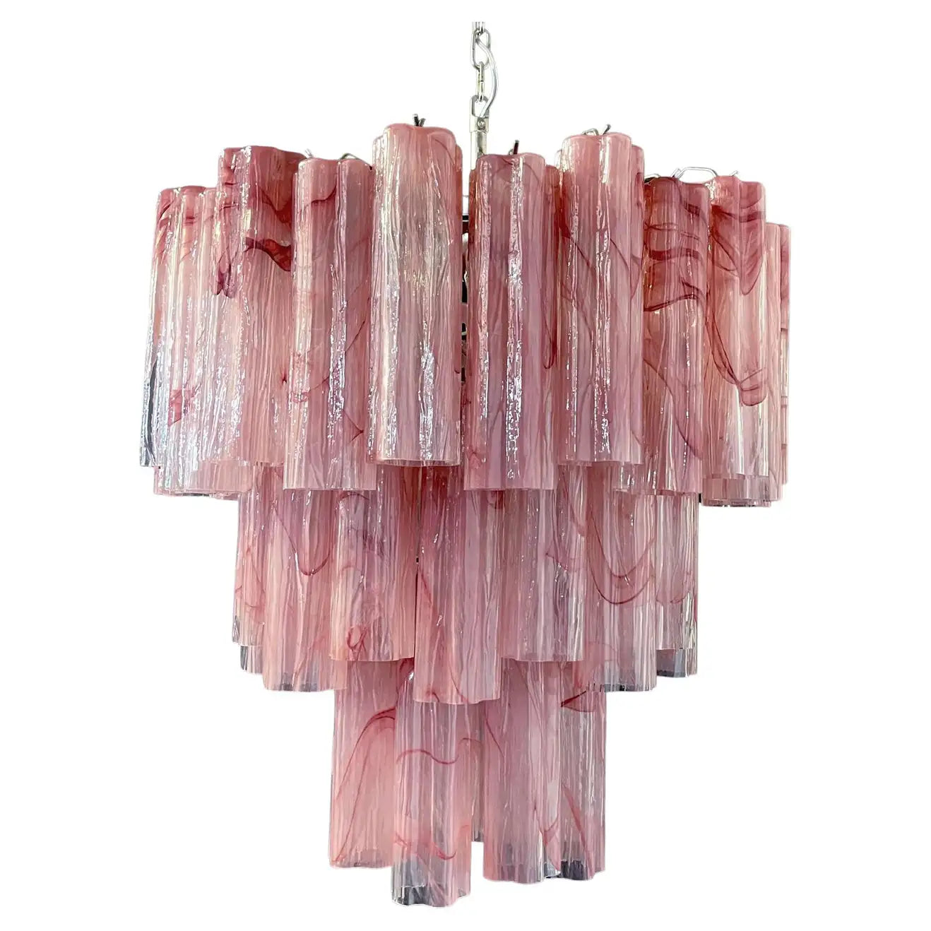Murano takkrona Tubular Ø66 - 48 marmorerade rosa glas